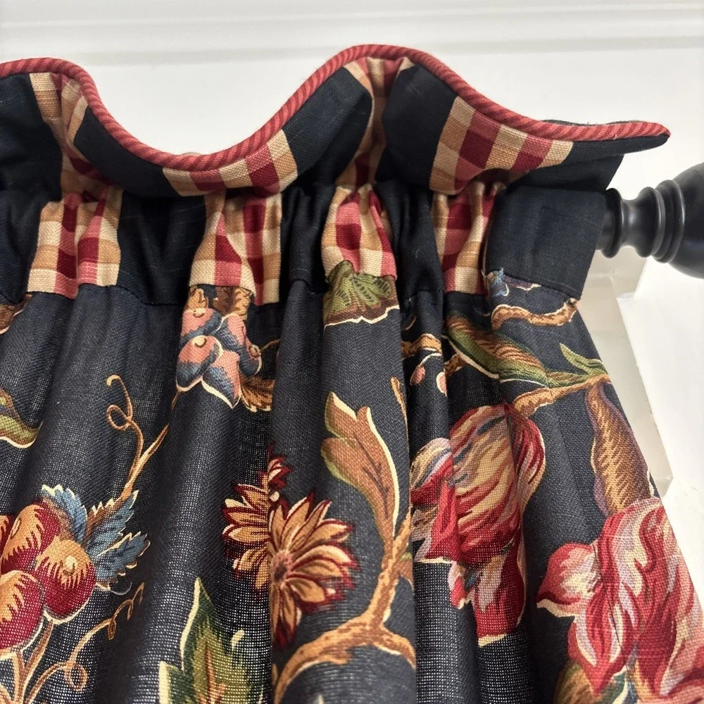 Custom‎ Jay Yang Cotton Floral Fabric Curtain Panels (2) Modern Farmhouse 35x84